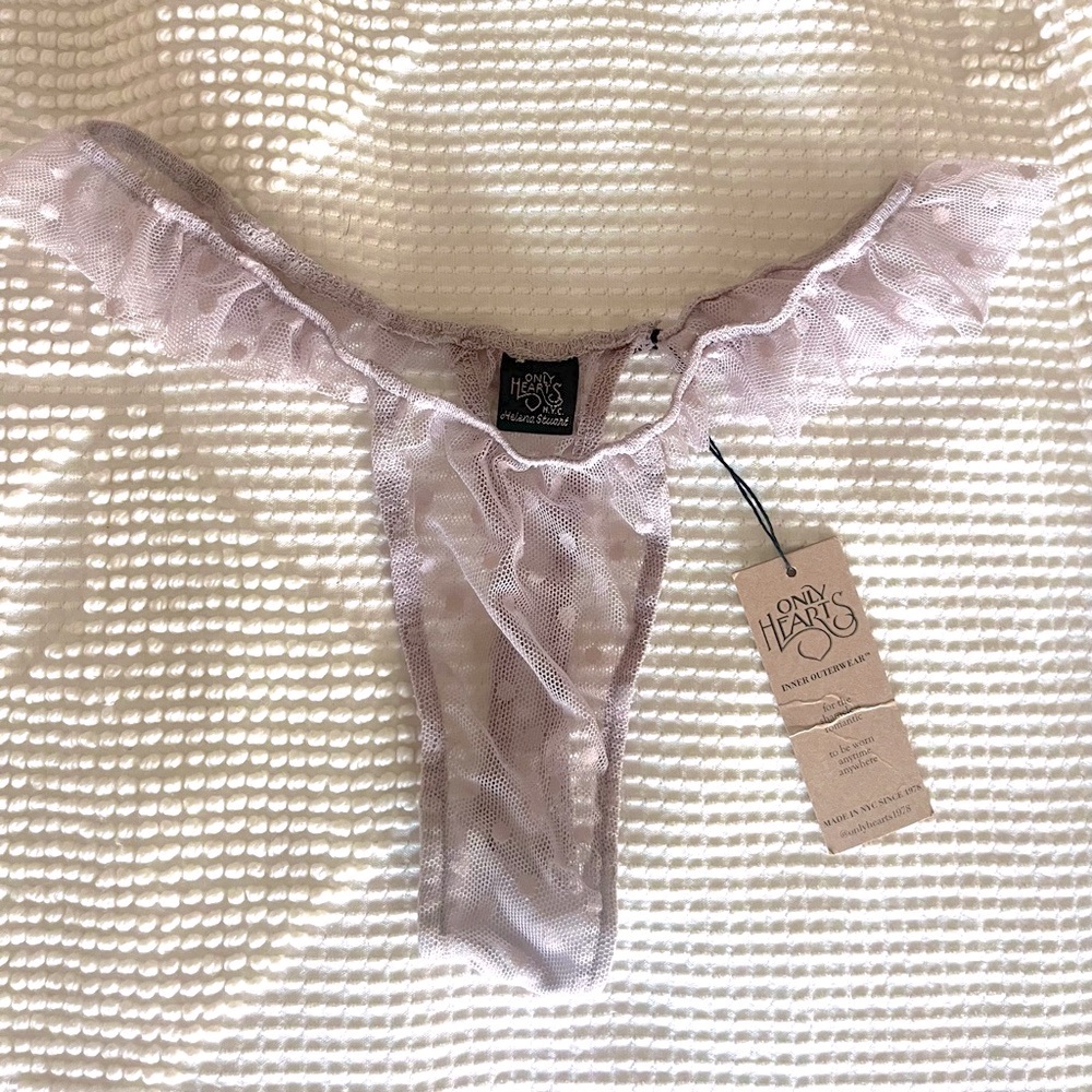 Coucou Lola Ruffle Thong in Grey Pearl